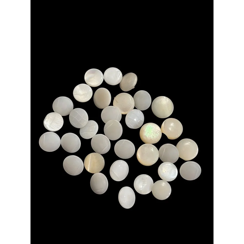 Vtg Mother of Pearl Self Shank Buttons Lot 31 White Shell Domed Carved MOP 0.5